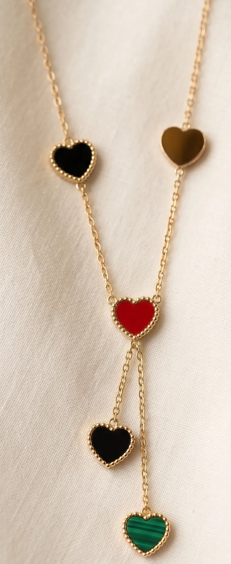 Multi-Colored Heart Station Necklace